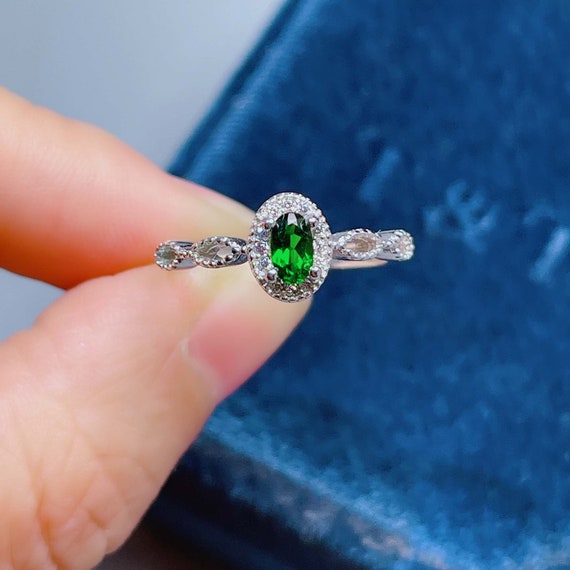 Green Chrome Diopside Ring  | Sterling Silver Ring | Personalized Gift | Free Engraving | Party, Graduation, Celebration Jewelry Gift