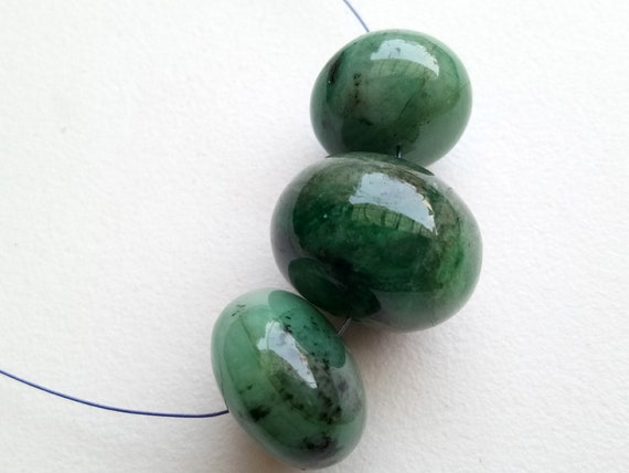 9-20mm Emerald Plain Rondelle Bead, Natural Huge Emerald Gemstone, Rare Emerald Rondelle Drilled, 1 Piece Original Emerald - Ausph55