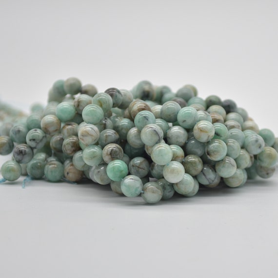 Natural Green Emerald From Columbia Semi-precious Gemstone Round Beads - 8mm Size - 15" Strand