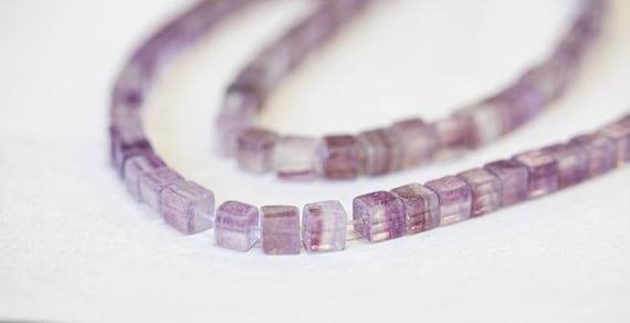 S/ Purple Fluorite 6x6mm Cube Beads 16" Strand Natural Gemstone Beads For Crafts For Jewelry Making