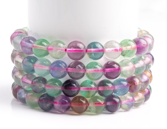 Natural Multicolor Fluorite Gemstone Grade Aa+ Round 7-8mm 8mm Loose Beads