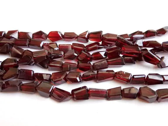9-12mm Garnet Faceted Step Cut Tumble, Natural Garnet Beads, Garnet For Necklace, Red Garnet Beads For Jewelry (8in To 16in Strand) - Ang134