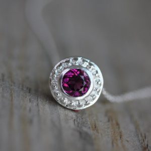 Shop Garnet Necklaces! Pink Rhodolite Garnet Slide Necklace in Sterling Silver | Natural genuine Garnet necklaces. Buy crystal jewelry, handmade handcrafted artisan jewelry for women.  Unique handmade gift ideas. #jewelry #beadednecklaces #beadedjewelry #gift #shopping #handmadejewelry #fashion #style #product #necklaces #affiliate #ad
