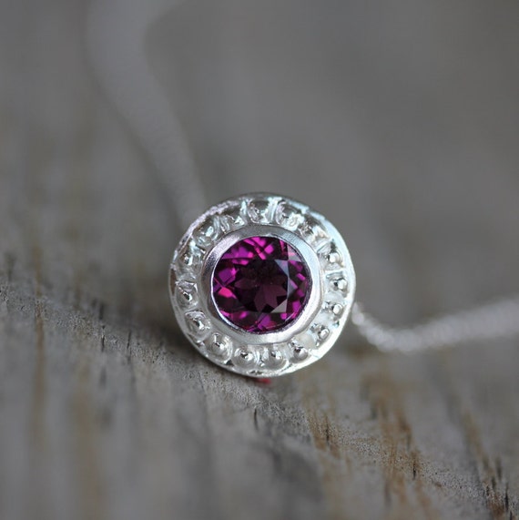 Pink Rhodolite Garnet Slide Necklace In Sterling Silver