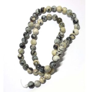 Shop Dendritic Agate Beads! Gorgeous 6mm Dendritic Agate Natural Stone Round Beads, black, white and cream with a shiny finish, A Grade, x62 | Natural genuine round Dendritic Agate beads for beading and jewelry making.  #jewelry #beads #beadedjewelry #diyjewelry #jewelrymaking #beadstore #beading #affiliate #ad