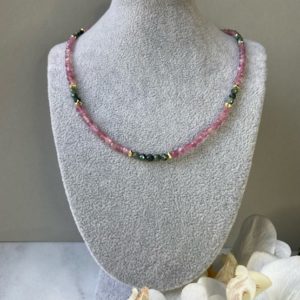 Shop Pink Tourmaline Necklaces! Gorgeous Pink Tourmaline necklace, Gold vermeil necklace, Gemstone necklace, Emerald necklace, Choker necklace, Tourmaline jewellery, | Natural genuine Pink Tourmaline necklaces. Buy crystal jewelry, handmade handcrafted artisan jewelry for women.  Unique handmade gift ideas. #jewelry #beadednecklaces #beadedjewelry #gift #shopping #handmadejewelry #fashion #style #product #necklaces #affiliate #ad