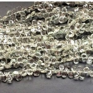 Shop Green Amethyst Beads! 5x8mm Green Amethyst Beads, Natural Green Amethyst Plain Pear Briolettes, Amethyst For Necklace (4IN To 8IN Options) – KRSA81 | Natural genuine other-shape Green Amethyst beads for beading and jewelry making.  #jewelry #beads #beadedjewelry #diyjewelry #jewelrymaking #beadstore #beading #affiliate #ad