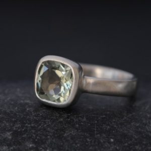 Shop Green Amethyst Jewelry! Green Amethyst Ring – Size 5.75 Green Amethyst Engagement Ring – Square Green Amethyst Ring – Green Gemstone Engagement Ring – FREE SHIPPING | Natural genuine Green Amethyst jewelry. Buy handcrafted artisan wedding jewelry.  Unique handmade bridal jewelry gift ideas. #jewelry #beadedjewelry #gift #crystaljewelry #shopping #handmadejewelry #wedding #bridal #jewelry #affiliate #ad