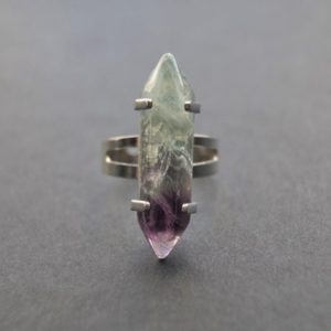 Shop Fluorite Rings! Green Fluorite Ring, Adjustable Gemstone Ring, Purple Fluorite, Cheap Gemstone Point, Gift for Girlfriend, FR5 | Natural genuine Fluorite rings, simple unique handcrafted gemstone rings. #rings #jewelry #shopping #gift #handmade #fashion #style #affiliate #ad
