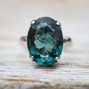 Blue Tourmaline 14k White Gold Ring 7.5 – Blue Green Tourmaline Ring Indicolite Tourmaline Size 7.5 – Blue Indicolite Tourmaline Indicolite | Natural genuine Green Tourmaline rings, simple unique handcrafted gemstone rings. #rings #jewelry #shopping #gift #handmade #fashion #style #affiliate #ad