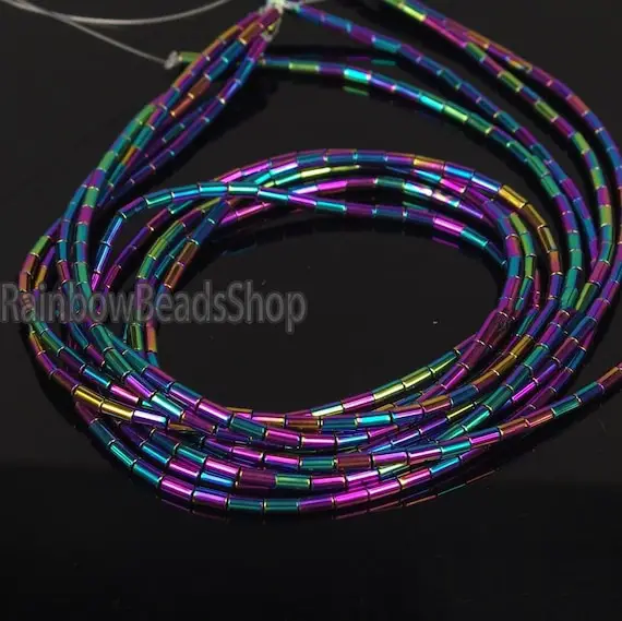 Multicolor Tube Hematite Bead, 1 X 3 Mm Gemstone Loose Beads, 2x4mm Natural Stone Jewelry And Beading Beads, 16'' Strand