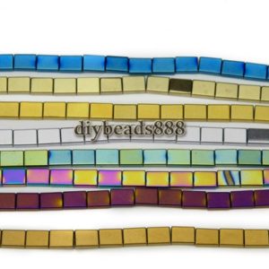 Shop Hematite Bead Shapes! Hematite smooth flat rectangle beads,Electroplated Hematite,color for choice,6x8mm,15" full strand | Natural genuine other-shape Hematite beads for beading and jewelry making.  #jewelry #beads #beadedjewelry #diyjewelry #jewelrymaking #beadstore #beading #affiliate #ad