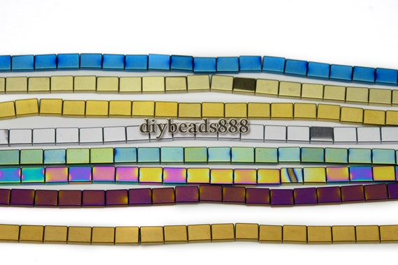 Hematite Smooth Flat Rectangle Beads,electroplated Hematite,color For Choice,6x8mm,15" Full Strand