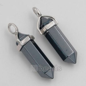 Black Hematite double Terminated, Reiki Point Pendant beads, Crystal healing Chakra Stone bead Rock chakra pendant | Natural genuine Hematite pendants. Buy crystal jewelry, handmade handcrafted artisan jewelry for women.  Unique handmade gift ideas. #jewelry #beadedpendants #beadedjewelry #gift #shopping #handmadejewelry #fashion #style #product #pendants #affiliate #ad
