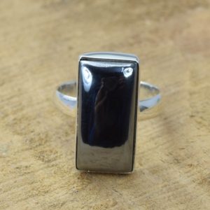 Shop Hematite Rings! Hematite 925 Sterling Silver Gemstone Square Simple Big Ring ~ Handmade Jewelry ~ Unisex Ring for both Men and Women ~Gift For Valentine day | Natural genuine Hematite rings, simple unique handcrafted gemstone rings. #rings #jewelry #shopping #gift #handmade #fashion #style #affiliate #ad