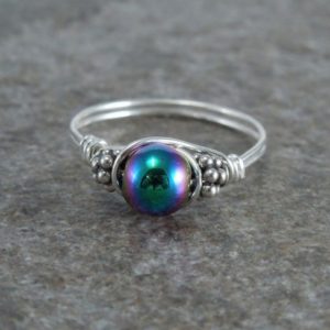 Shop Hematite Jewelry! Magnetic Hematite Sterling Silver Bali Bead Ring – Any Size | Natural genuine Hematite jewelry. Buy crystal jewelry, handmade handcrafted artisan jewelry for women.  Unique handmade gift ideas. #jewelry #beadedjewelry #beadedjewelry #gift #shopping #handmadejewelry #fashion #style #product #jewelry #affiliate #ad