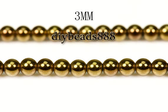 Hematite,15 Inch Full Strand Gold Hematite Smooth Round Beads,grade Aa,gemstone,loose Beads,2mm 3mm For Choice