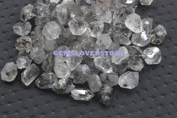 Untreated Natural 25 Pieces Herkimer Quartz Diamond Raw,  Size 10-12 Mm Rough, Herkimer Diamond For Making Raw Jewelry Wholesale Price