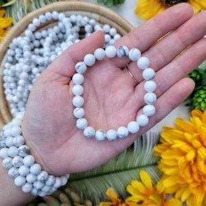 Howlite Bracelet – Crown Chakra – No. 619 | Natural genuine Howlite bracelets. Buy crystal jewelry, handmade handcrafted artisan jewelry for women.  Unique handmade gift ideas. #jewelry #beadedbracelets #beadedjewelry #gift #shopping #handmadejewelry #fashion #style #product #bracelets #affiliate #ad