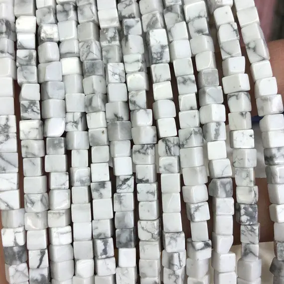 Howlite Cube Beads, Natural Gemstone Beads, Loose Stone Beads 4mm 15''