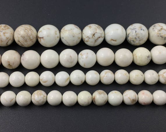 White Magnesite Stone Beads, Natural Gemstone Beads, 4mm 6mm 8mm 10mm 12mm 15''