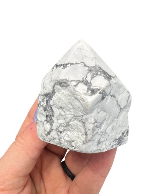White Howlite Point (1.5" - 2.5") White Howlite Stone Point -  Top Polished White Howlite Crystal Point - Semi Polished White Howlite Point