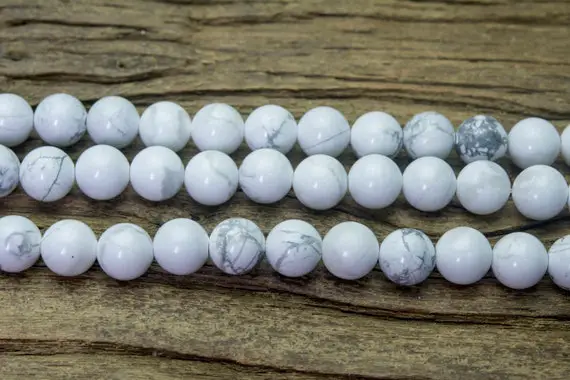 Howlite White Beads - White Stone Beads - White Gemstone Bead -  Grey And White Beads - Semi Precious Stones - Round Beads 4-14mm - 15 Inch