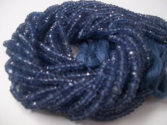 4mm Iolite Rondelle Faceted Gemstone Beads, Iolite Rondelle Beads 13" Strand Faceted Rondelle Gemstone Beads, Iolite Faceted Iolite Beads