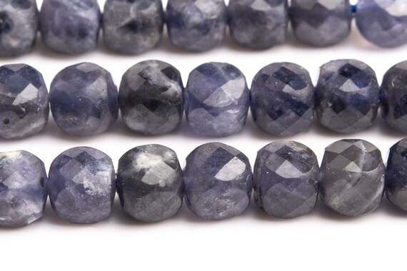 Genuine Natural Iolite Gemstone Beads 4-5mm Dark Color Faceted Cube Aa Quality Loose Beads (111754)
