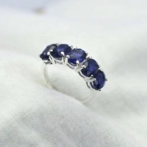 Shop Iolite Rings! Iolite 925 Sterling Silver Ring ~ Blue Iolite Jewelry Ring ~ Oval Shape Ring | Natural genuine Iolite rings, simple unique handcrafted gemstone rings. #rings #jewelry #shopping #gift #handmade #fashion #style #affiliate #ad