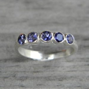 Shop Iolite Rings! Iolite Gemstone Ring  Anniversary Band, Sterling Silver Ring  in Recycled Eco Friendly, Water Sapphire  Ring | Natural genuine Iolite rings, simple unique handcrafted gemstone rings. #rings #jewelry #shopping #gift #handmade #fashion #style #affiliate #ad