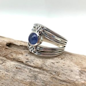 Shop Iolite Rings! Purple Iolite Silver Ring 8, 9 // Iolite Multiband Ring // 925 Sterling Silver | Natural genuine Iolite rings, simple unique handcrafted gemstone rings. #rings #jewelry #shopping #gift #handmade #fashion #style #affiliate #ad