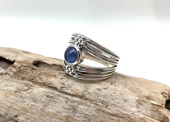 Purple Iolite Silver Ring 8, 9 // Iolite Multiband Ring // 925 Sterling Silver