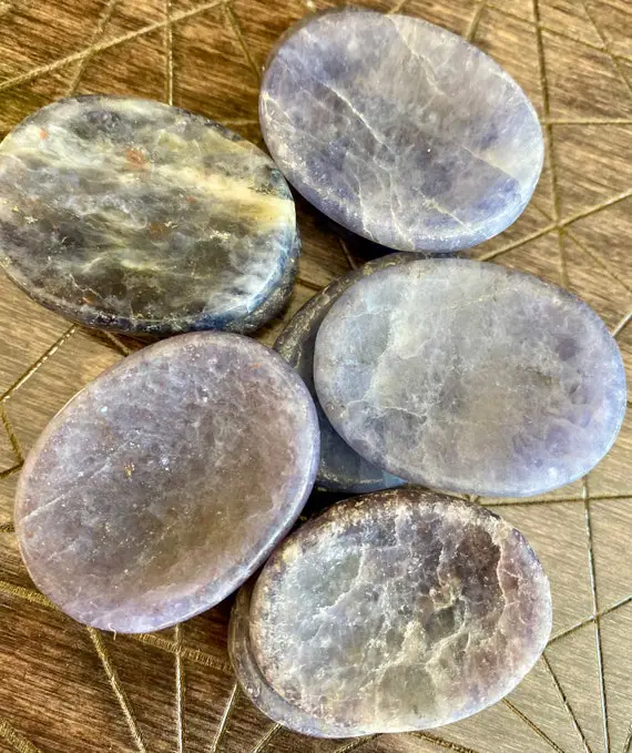 Iolite Worry Stone Palm | Water Sapphire Gemstone Rare | Vikings Compass Crystal