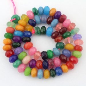 Shop Jade Faceted Beads! 5x8mm Jade Faceted Beads ,Colorful Jade Rondelle Beads,Gemstone Beads,D IY Jewelry Beads,Wholesale Beads –80Pieces — 15" in length–EBT93 | Natural genuine faceted Jade beads for beading and jewelry making.  #jewelry #beads #beadedjewelry #diyjewelry #jewelrymaking #beadstore #beading #affiliate #ad