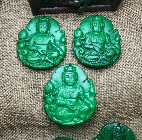 Archaistic Design Jade Pendant Ancient China Culture Amulet Guanyin Bodhisattva