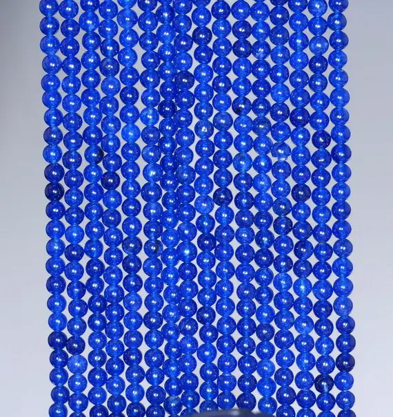 2mm Melody Blue Jade Gemstone Blue Round 2mm Loose Beads 16 Inch Full Strand (90148151-170-e)
