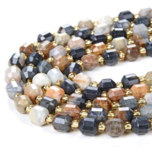 Shop Jasper Faceted Beads! 6MM Natural Gray Picasso Jasper Gemstone Faceted Prism Double Point Cut Loose Beads (D32) | Natural genuine faceted Jasper beads for beading and jewelry making.  #jewelry #beads #beadedjewelry #diyjewelry #jewelrymaking #beadstore #beading #affiliate #ad
