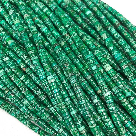 4x2mm Green Imperial Jasper Heishi Beads, Gemstone Beads, Wholesale Beads
