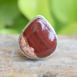 Shop Jasper Rings! Red Snake Skin jasper gemstone ring , Statement Ring/ 925 Sterling Silver Ring/ Gifts for her/ Handmade Ring/ Boho Rings #B702 | Natural genuine Jasper rings, simple unique handcrafted gemstone rings. #rings #jewelry #shopping #gift #handmade #fashion #style #affiliate #ad