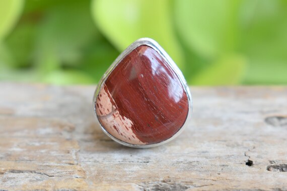 Red Snake Skin Jasper Gemstone Ring , Statement Ring/ 925 Sterling Silver Ring/ Gifts For Her/ Handmade Ring/ Boho Rings #b702