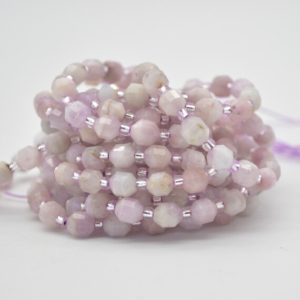Shop Kunzite Faceted Beads! Grade A Natural Kunzite Semi-precious Gemstone Double Tip FACETED Round Beads – 5mm x 6mm – 15" strand | Natural genuine faceted Kunzite beads for beading and jewelry making.  #jewelry #beads #beadedjewelry #diyjewelry #jewelrymaking #beadstore #beading #affiliate #ad