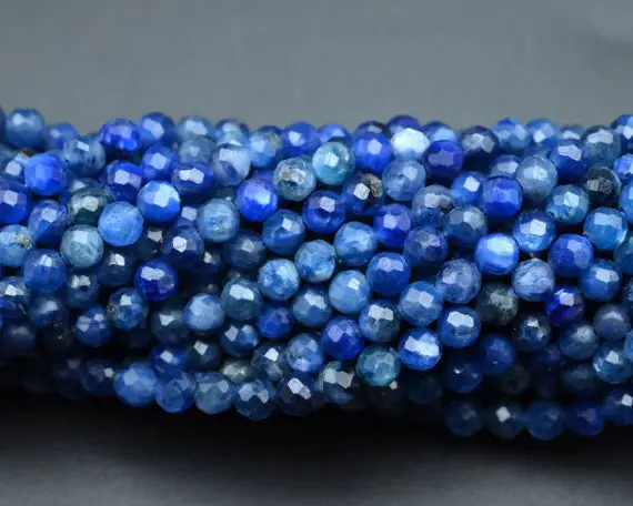 4mm Natural Kyanite Faceted Round Beads,4mm Loose Faceted Beads,for Jewelry Diy Making Beads,bracelet Making Beads.wholesale Beads.