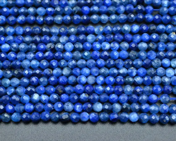 Natural Kyanite Faceted Round Beads,2mm/3mm/4mm Loose Faceted Beads,for Jewelry Diy Making Beads,bracelet Making Beads.wholesale Beads.