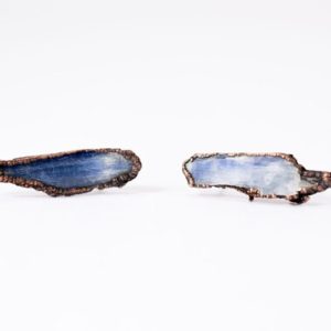Shop Kyanite Earrings! Raw kyanite studs | Blue kyanite crystal earrings | Rough Kyanite silver post earrings | Raw crystal stud earrings | Kyanite post earrings | Natural genuine Kyanite earrings. Buy crystal jewelry, handmade handcrafted artisan jewelry for women.  Unique handmade gift ideas. #jewelry #beadedearrings #beadedjewelry #gift #shopping #handmadejewelry #fashion #style #product #earrings #affiliate #ad