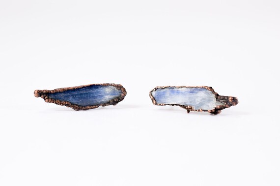 Sale Raw Kyanite Studs | Blue Kyanite Crystal Earrings | Rough Kyanite Silver Post Earrings | Raw Crystal Stud Earrings | Kyanite Earrings