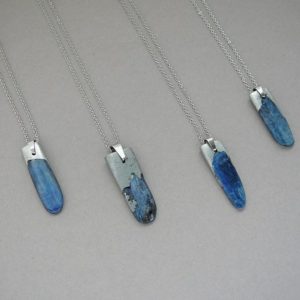 Shop Kyanite Pendants! Kyanite Necklace Blue Silver Layering Necklace Cyanite Mens Womens Healing Crystal Pendant Necklaces Natural Kyanite Jewellery Gift for Man | Natural genuine Kyanite pendants. Buy handcrafted artisan men's jewelry, gifts for men.  Unique handmade mens fashion accessories. #jewelry #beadedpendants #beadedjewelry #shopping #gift #handmadejewelry #pendants #affiliate #ad