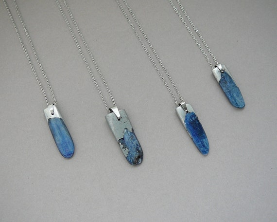 Kyanite Necklace Blue Silver Layering Necklace Cyanite Mens Womens Healing Crystal Pendant Necklaces Natural Kyanite Jewellery Gift For Man