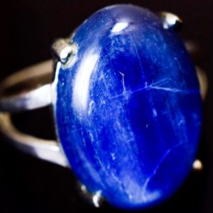 Shop Kyanite Rings! Blue Kyanite Ring 925 Sterling Silver Adjustable Size | Natural genuine Kyanite rings, simple unique handcrafted gemstone rings. #rings #jewelry #shopping #gift #handmade #fashion #style #affiliate #ad