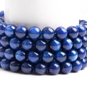 Shop Kyanite Beads! Natural Blue Kyanite Gemstone Grade AAA Round 6mm 7mm 8mm 9mm 10mm 11mm 12mm Loose Beads | Natural genuine beads Kyanite beads for beading and jewelry making.  #jewelry #beads #beadedjewelry #diyjewelry #jewelrymaking #beadstore #beading #affiliate #ad